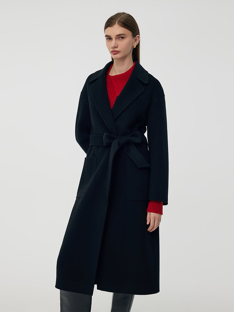 Wool Cashmere Women Belted Overcoat GOELIA