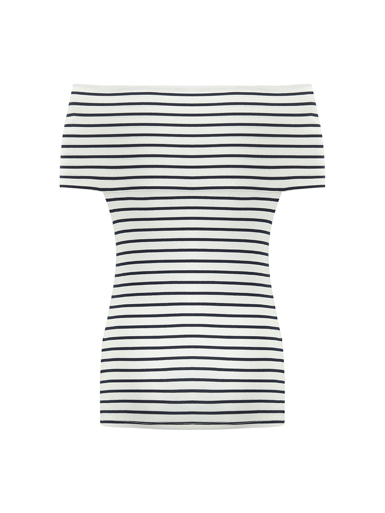 Off Shoulder Striped Slim Top – GOELIA