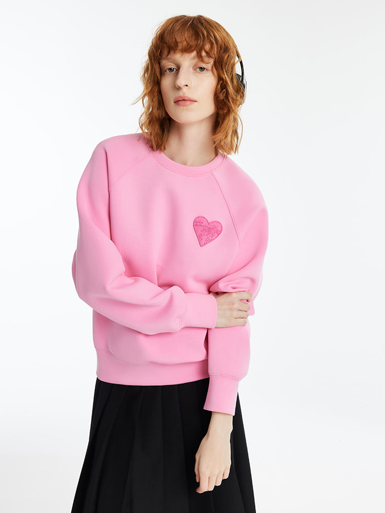 Heart-Shaped Embroidered Pullover Women Sweatshirt GOELIA