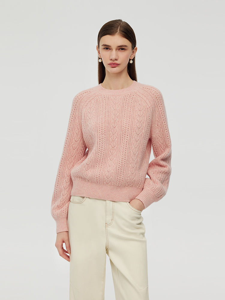 Wool Blend Cable Knit Women Sweater GOELIA