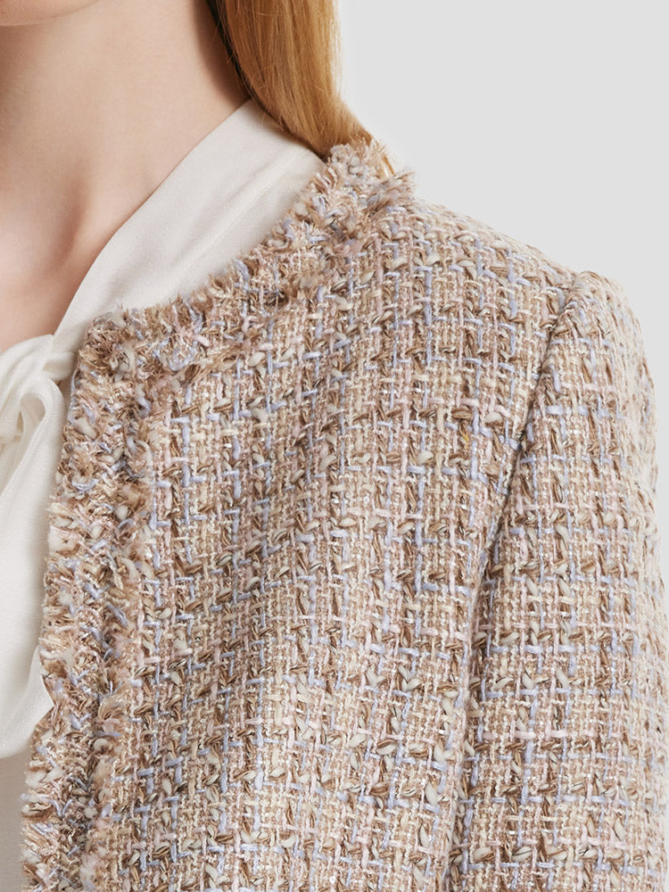 Tweed Frayed Women Crop Jacket GOELIA