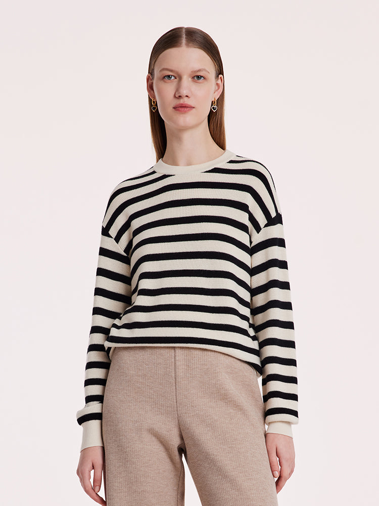 Machine Washable Wool Stripe Women Sweater GOELIA