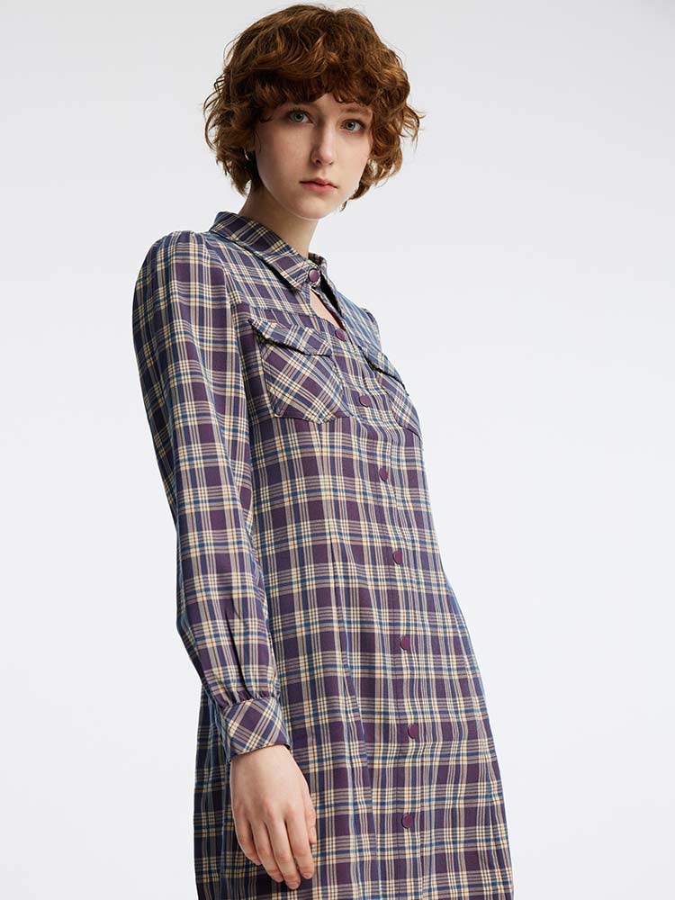 Gathered Waist Plaid Mini Dress GOELIA