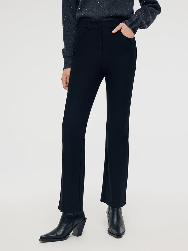 Fleece Lined Stretch Micro-Flared Women Ankle Pants GOELIA