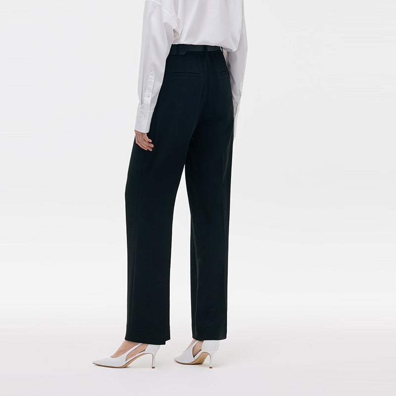 Acetate Straight Pleated Women Pants GOELIA