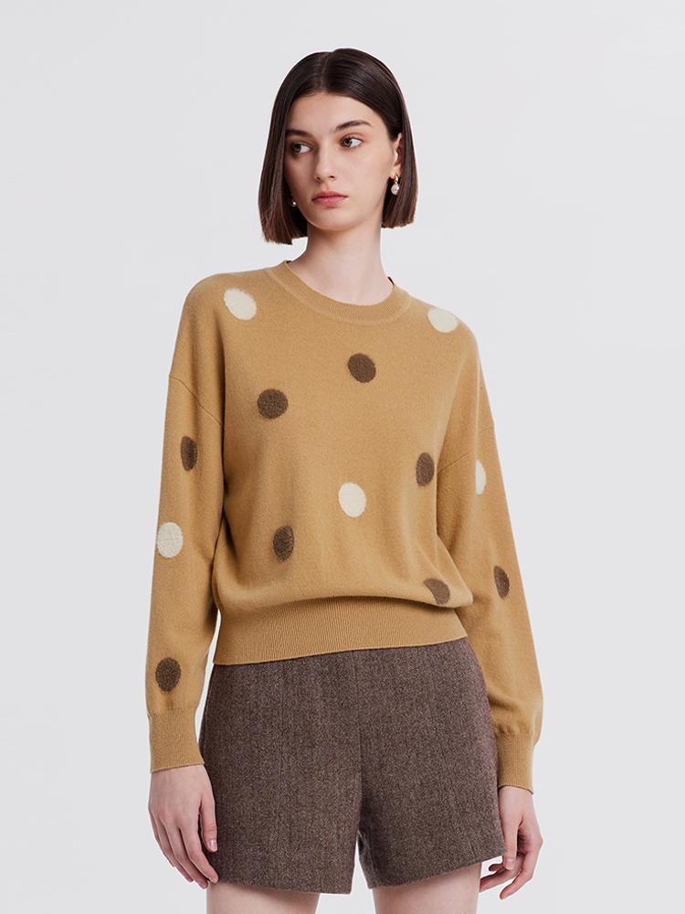 Polka Dots Woolen Jacquard Sweater GOELIA