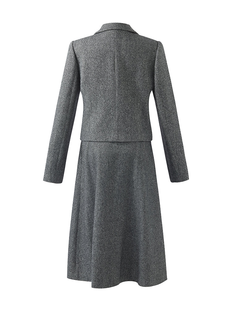 Washable Wool Crop Jacket And Half Skirt Two-piece Set GOELIA