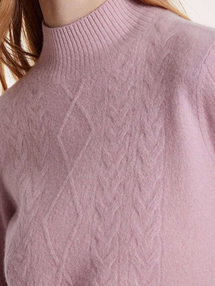 Pink Mock Neck Wool Sweater GOELIA