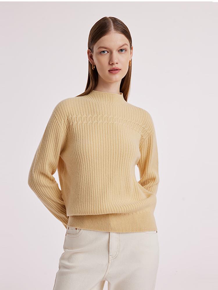 Wool Sequins Mock Neck Sweater GOELIA