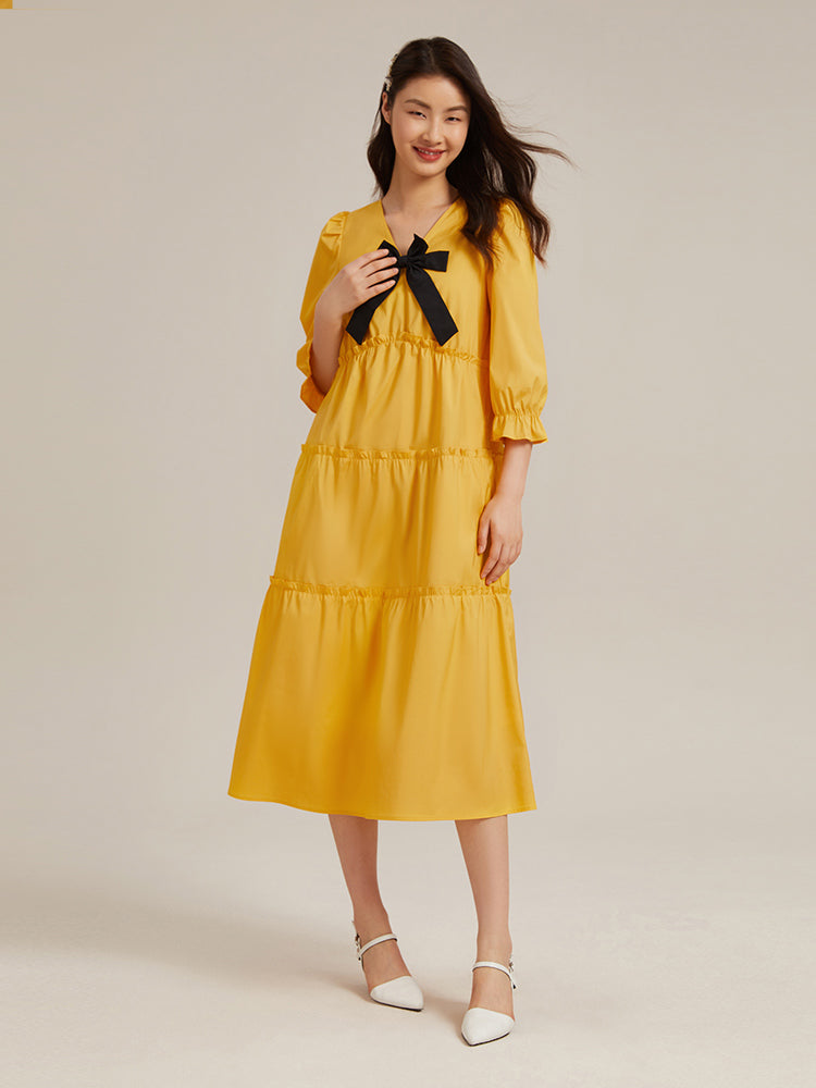 V-Neck 
Detachable Bowknot Maxi Dress GOELIA