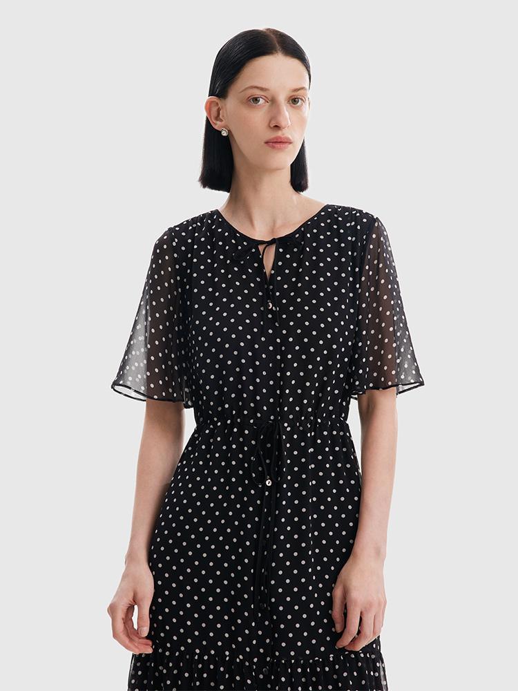 10 Momme Polka Dots Silk Dress GOELIA