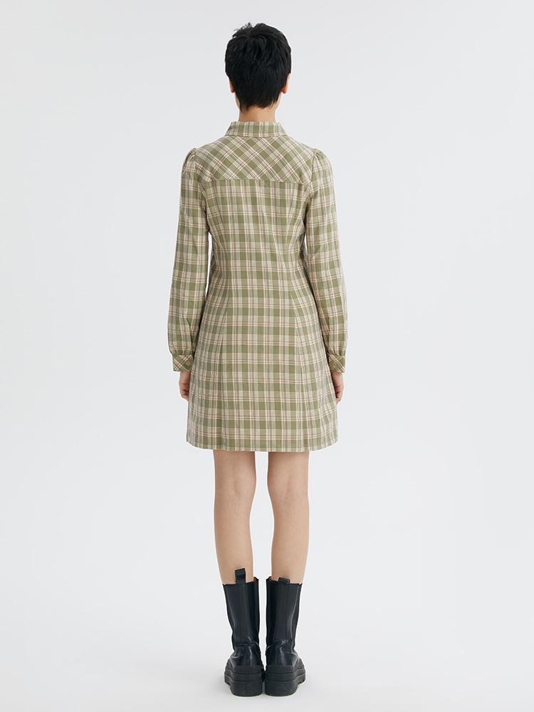 Gathered Waist Plaid Mini Dress GOELIA