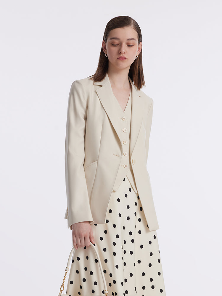 Worsted Wool One Button Women Blazer – GOELIA