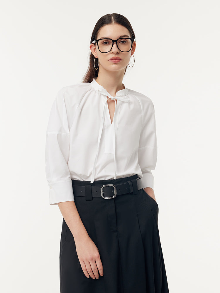 Cotton Tie Front Women Blouse GOELIA