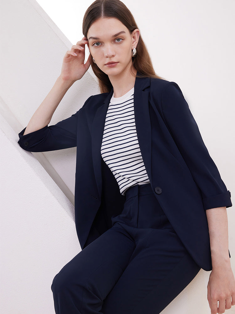 Minimalist Gathered Waist Blazer GOELIA