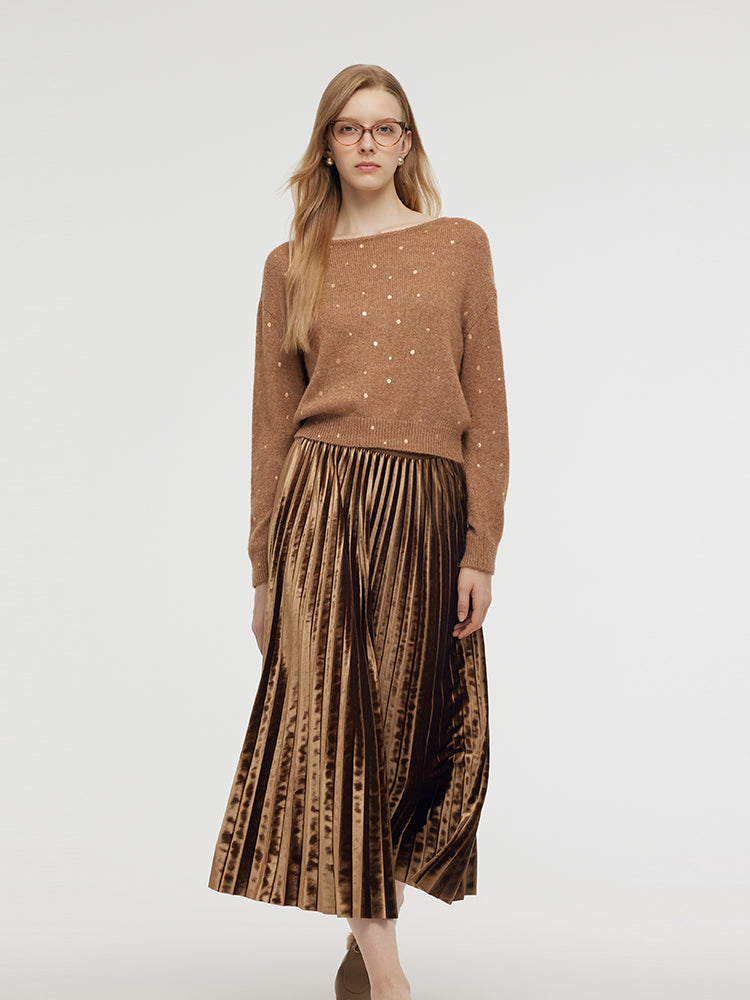 Mohair Blend Knit Top And Pleated Skirt Two-Piece Set GOELIA