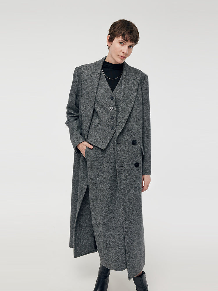 Washable Wool Lapel Unisex Overcoat GOELIA