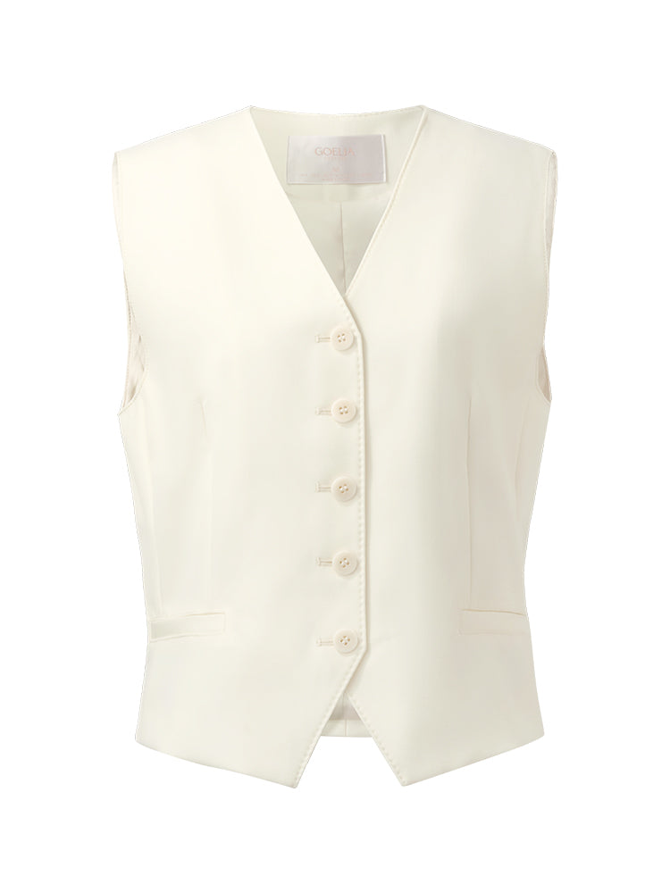 Worsted Wool Single-Breasted Women Vest GOELIA