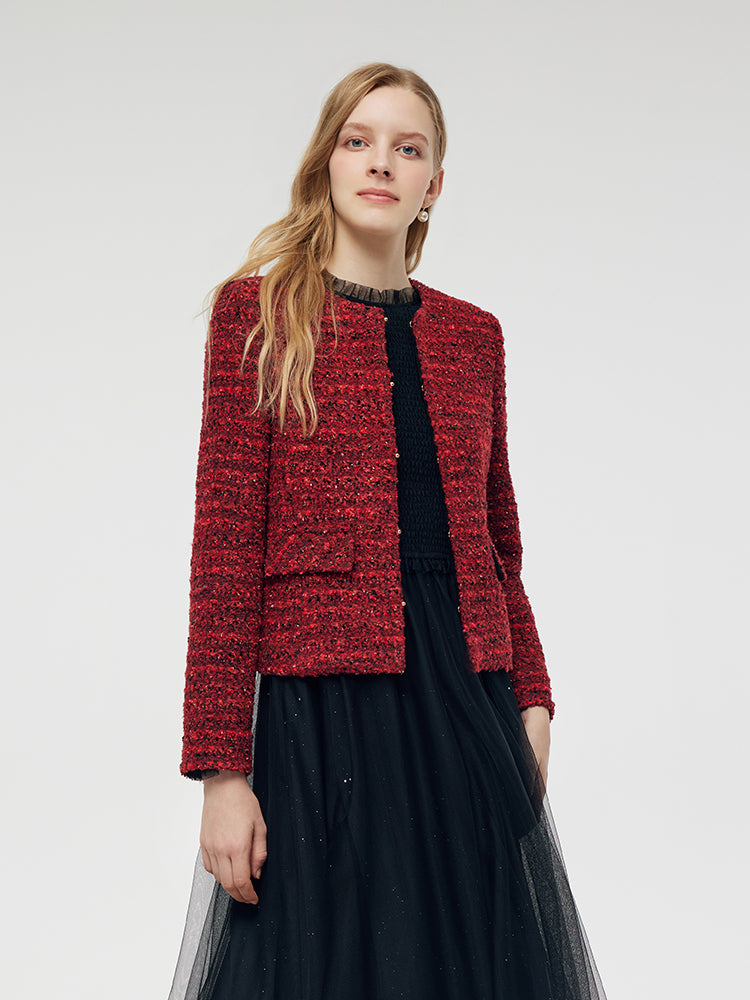 Wool Blend Tweed Women Crop Jacket GOELIA