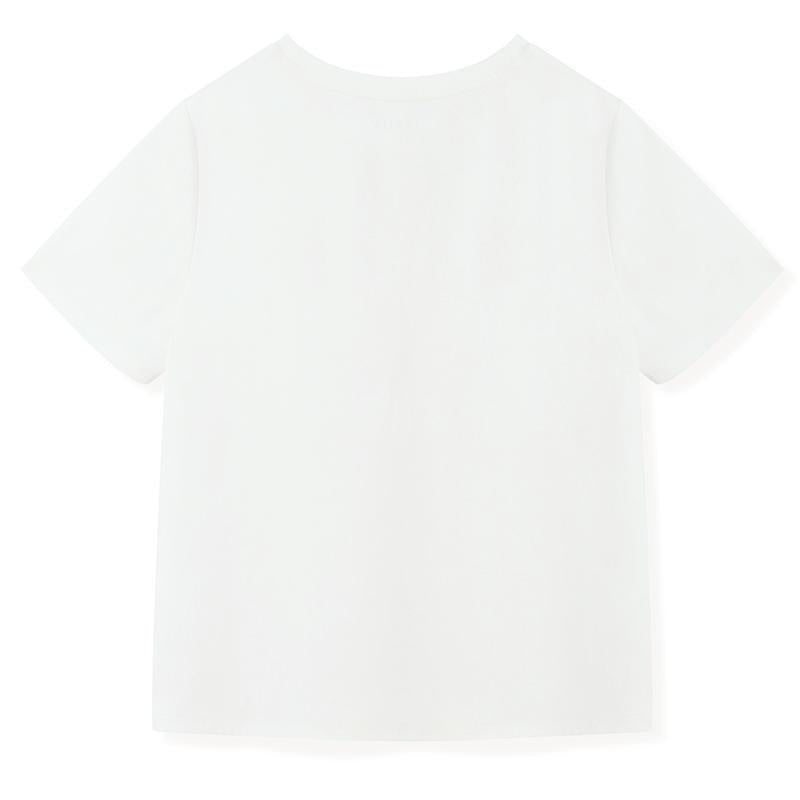 White Floral Print Woven T-shirt GOELIA