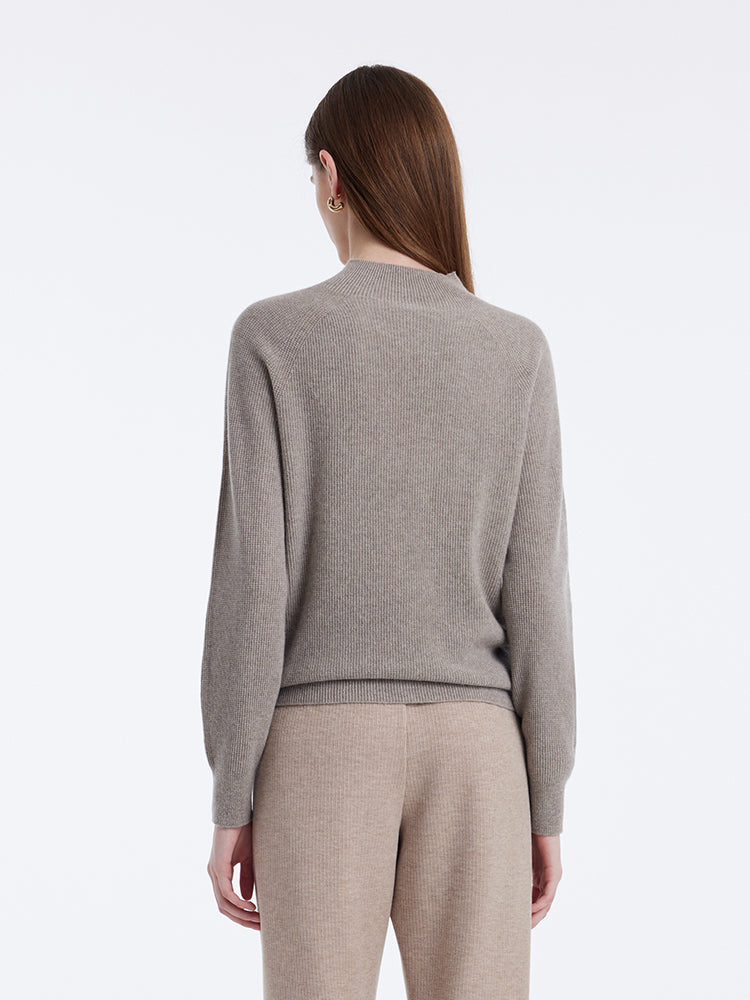 Cashmere Seamless Mock Neck Women Sweater GOELIA