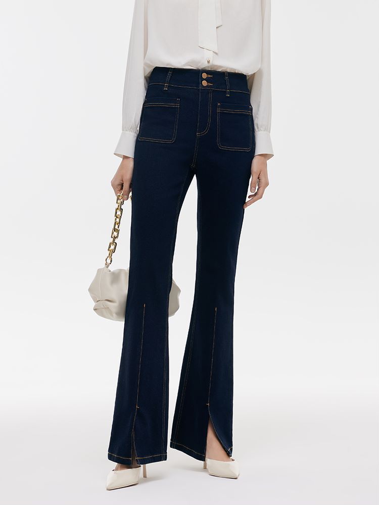 Stretch Slit Micro-Flared Women Jeans GOELIA