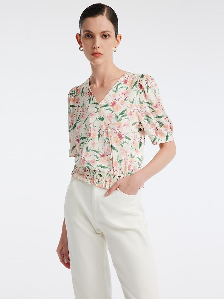 Silk Floral Loose Women Blouse GOELIA