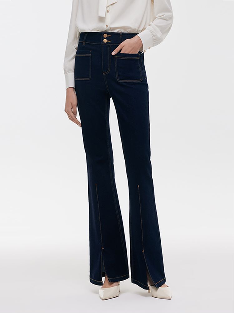 Stretch Slit Micro-Flared Women Jeans GOELIA