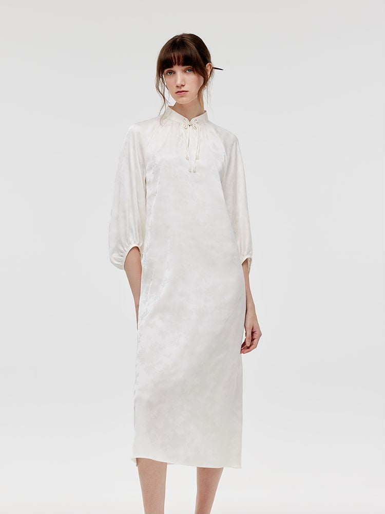 New Chinese-Style Jacquard Women Qipao Midi Dress GOELIA