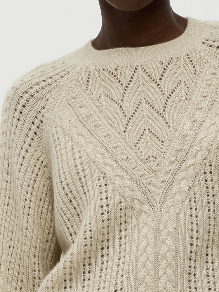 Cashmere Cable Knit Women Sweater GOELIA