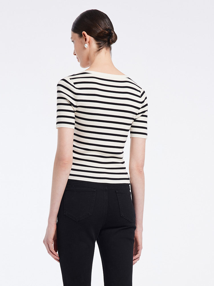 Acetate Stripe Pullover Top GOELIA