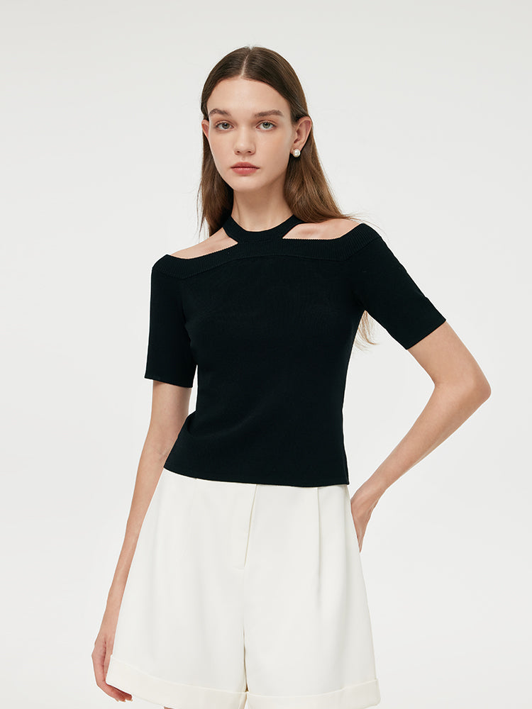 Off-shoulder Women Knit Top GOELIA