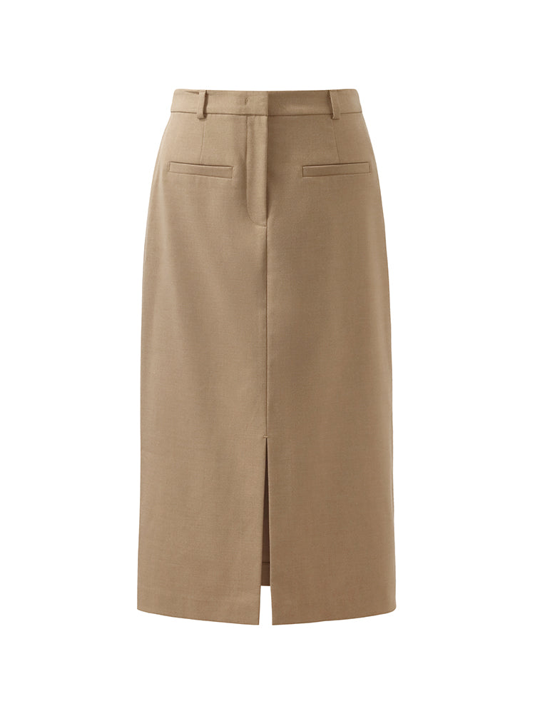 Basic Straight Slit Women Skirt With Belt GOELIA