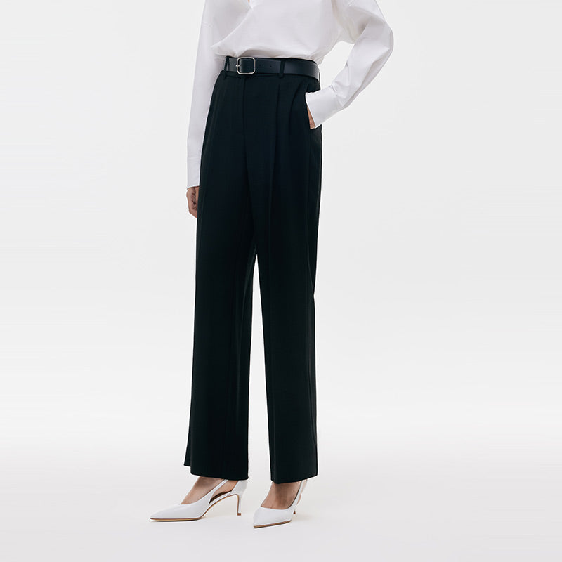 Acetate Straight Pleated Women Pants GOELIA