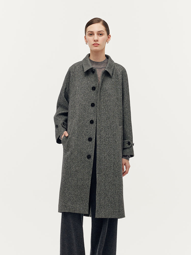 Washable Wool Blend Back Slit Unisex Overcoat GOELIA