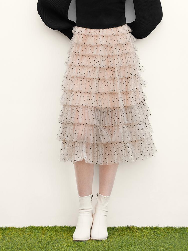 Overlay Polka Dot Tulle Skirt GOELIA