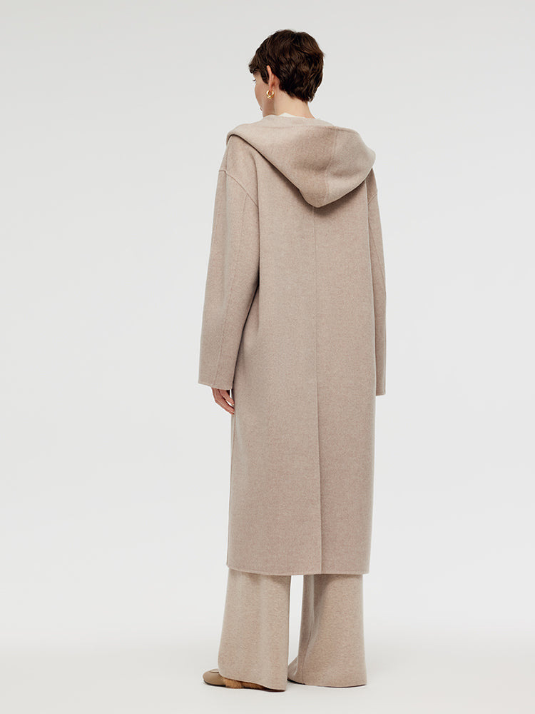 Wool Cashmere Unisex Hooded Wrap Coat GOELIA