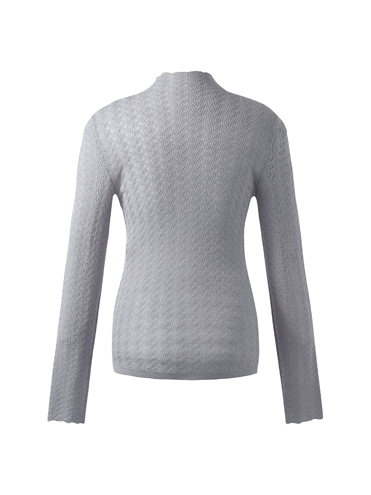 Machine Washable Wool Women Long Sleeve Top GOELIA