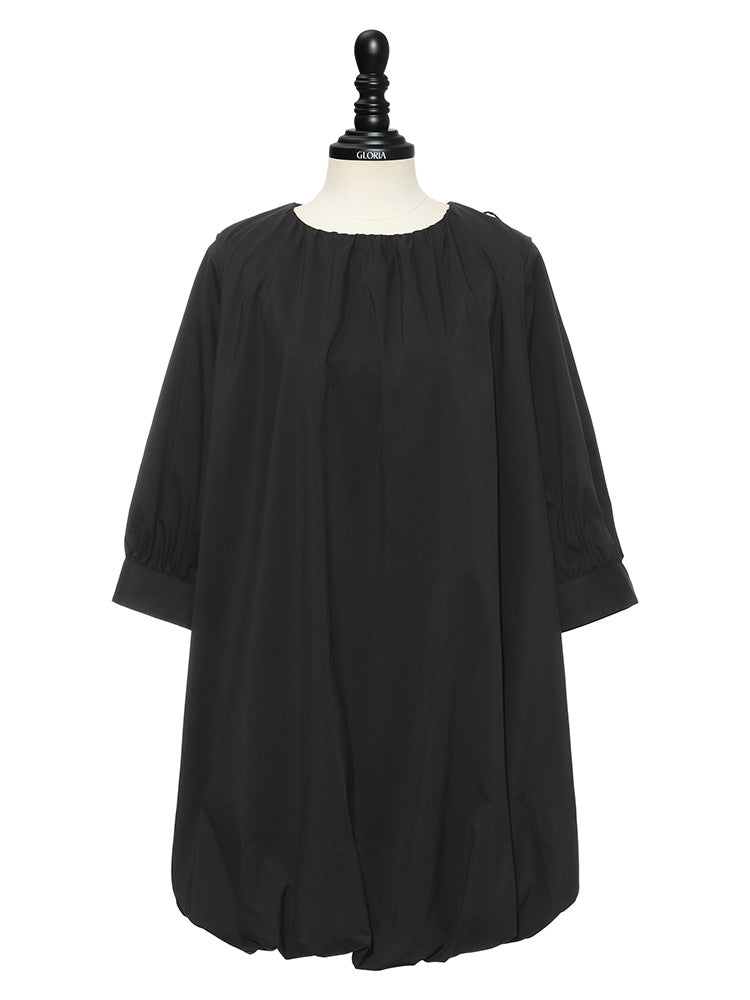 Oversized Round Neck Three Quarter Sleeve Mini Dress With Bag GOELIA