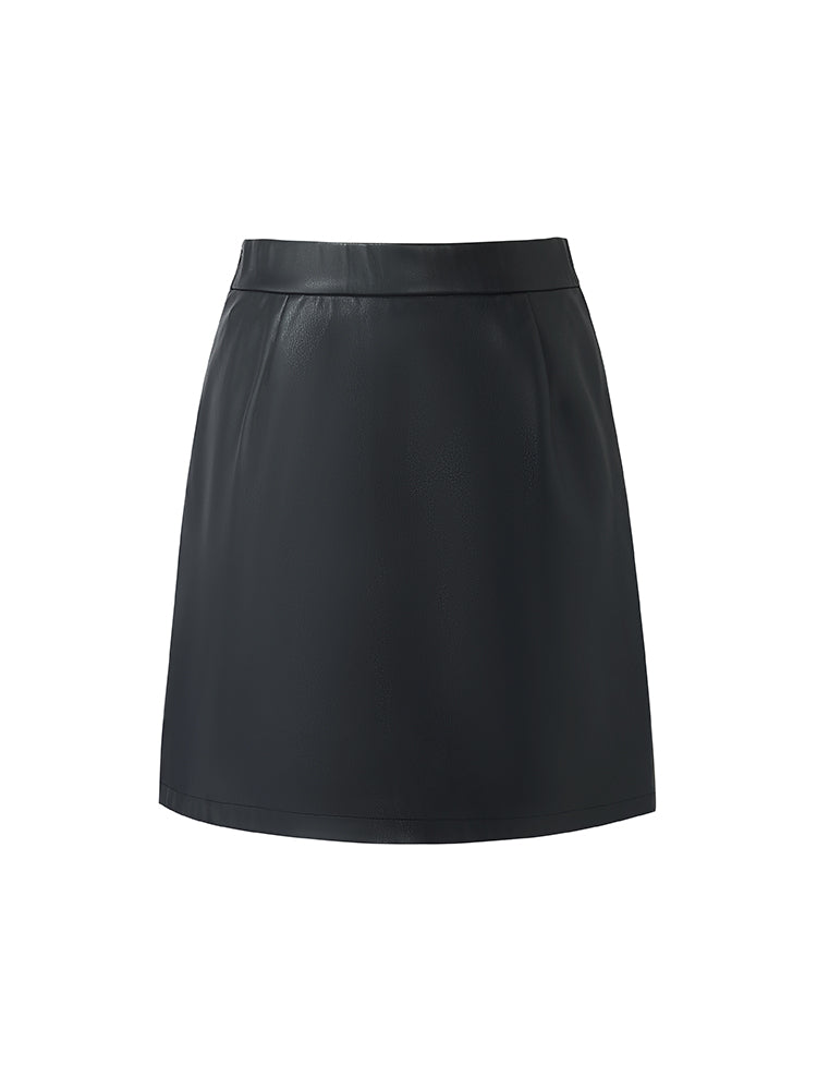 PU Leather A-Line Women Mini Skirt GOELIA