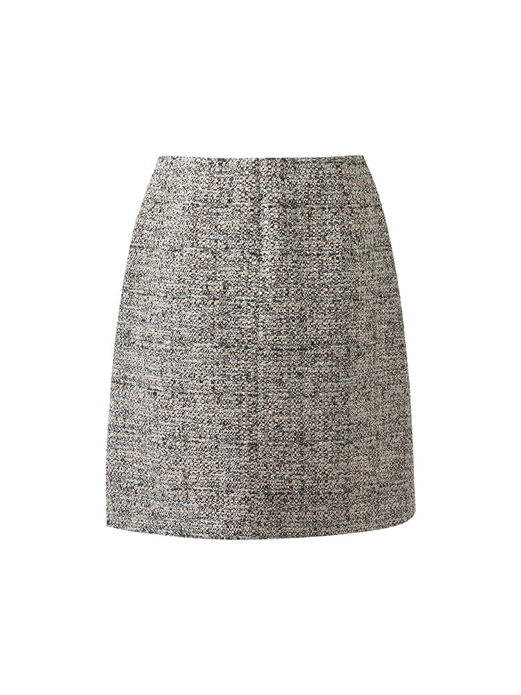 Wool Blend Tweed A-Line Women Mini Skirt GOELIA