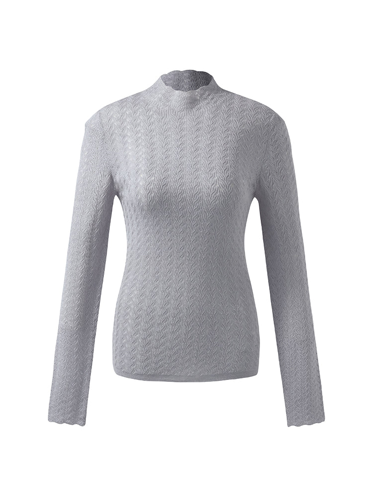 Machine Washable Wool Women Long Sleeve Top GOELIA