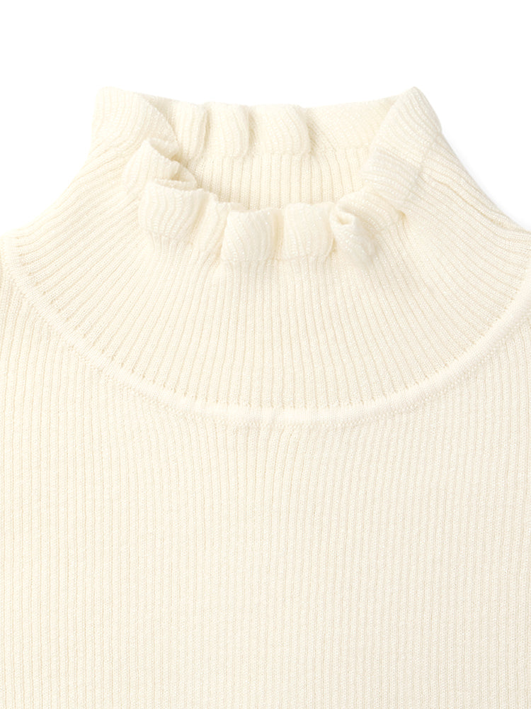 Machine Washable Wool Ruffle Turtleneck Women Sweater GOELIA