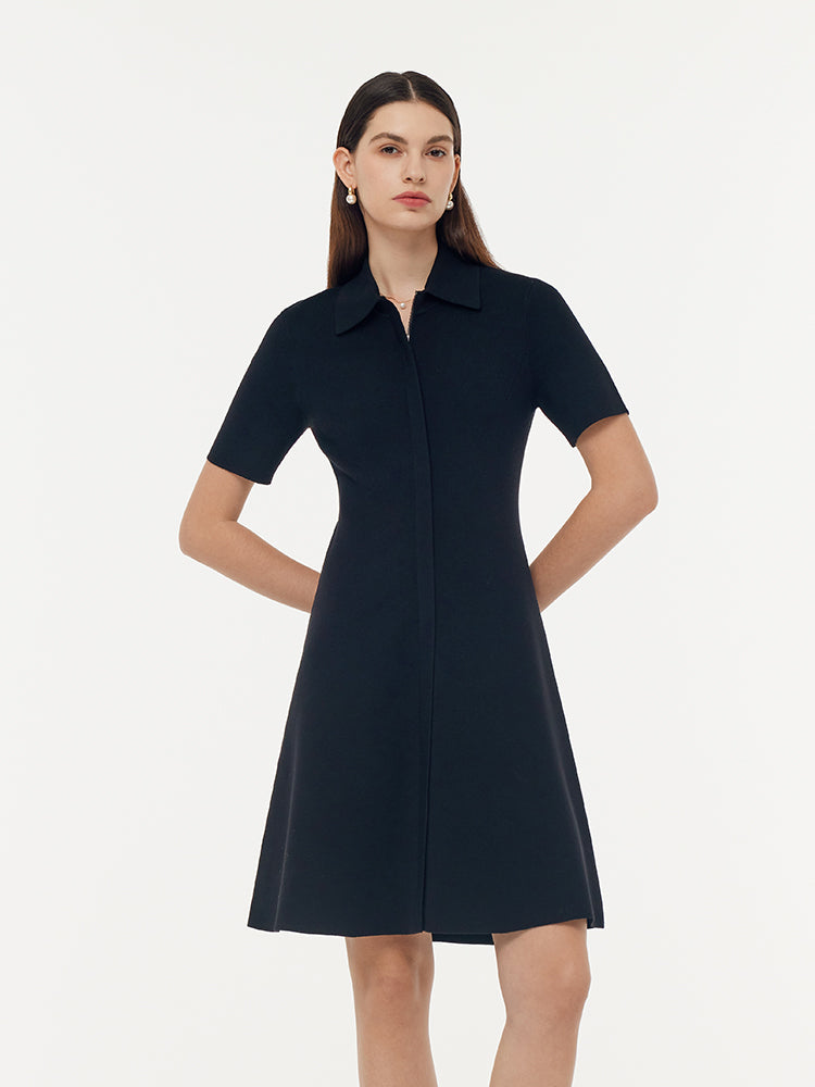 Zip-Up Gathered Waist Women Convertible Knit Mini Dress GOELIA