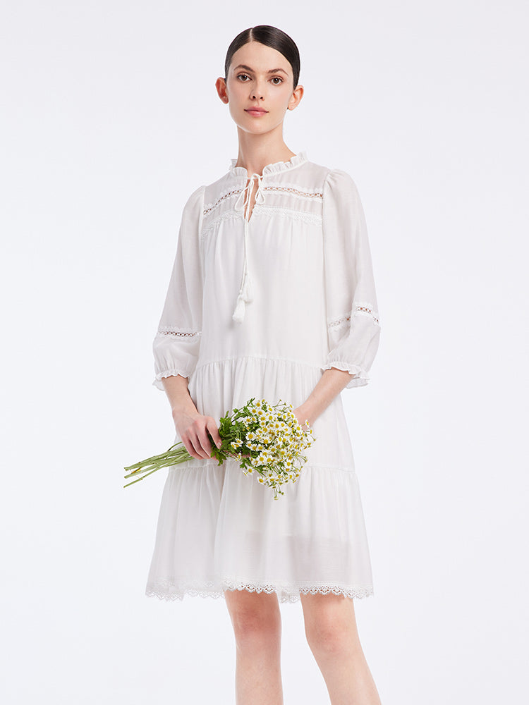 White Acetate Hollow Dress GOELIA