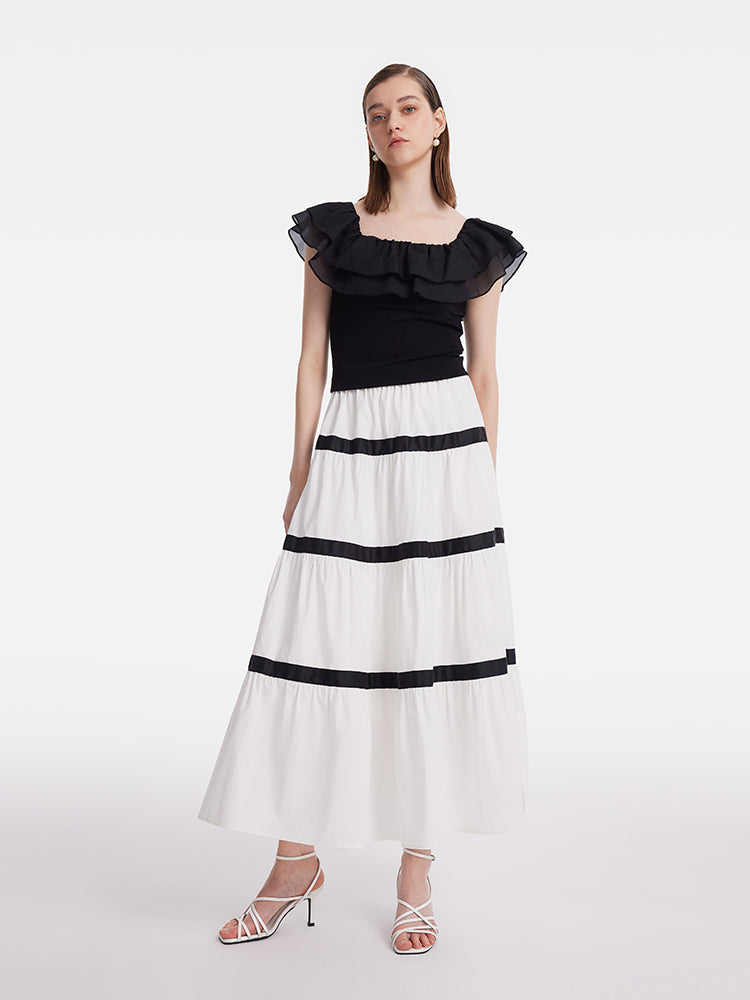 Ruffle Top And Tiered Maxi Skirt Two-Piece Set GOELIA