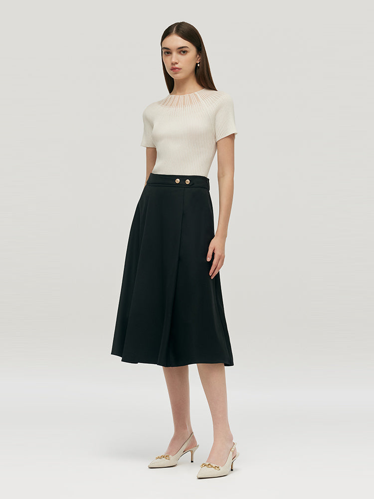 Worsted Woolen Mid-Calf Women Skirt GOELIA