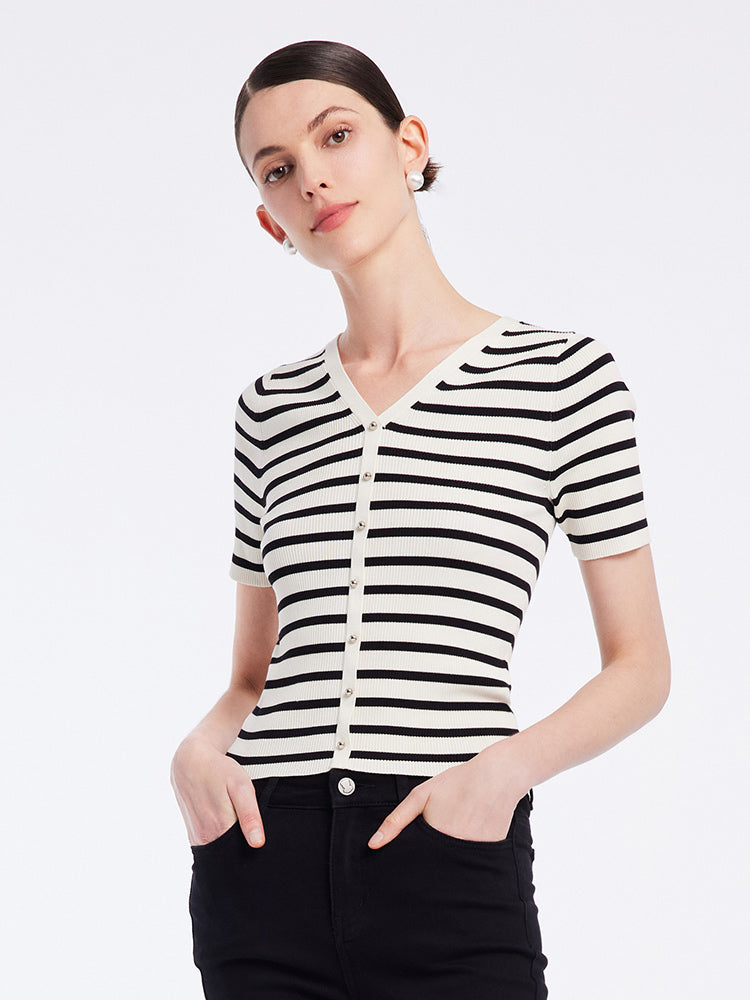 Acetate Stripe Pullover Top GOELIA