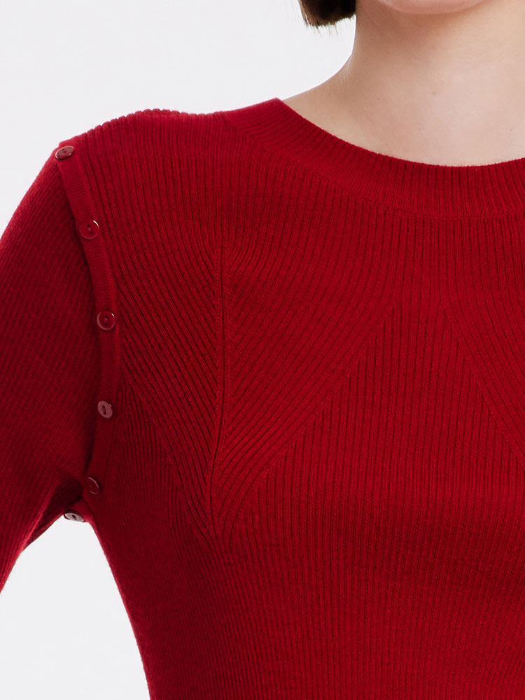 Detachable Sleeve Woolen Round Neck Women Sweater GOELIA