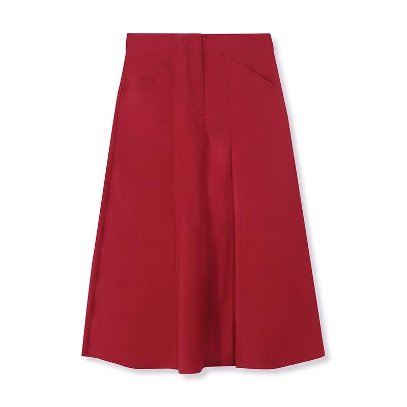 Red High Waist A-Line Dress GOELIA